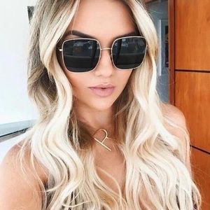 She’s Celestial Hathor Sunglasses Square Black Silver Aviator Style